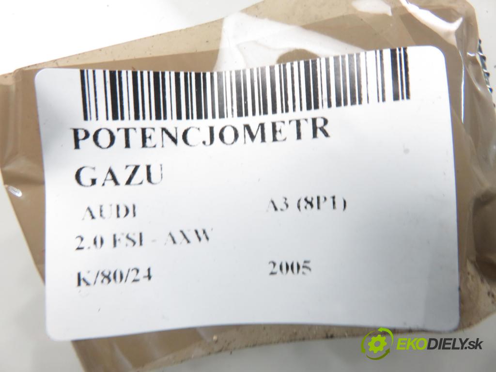 AUDI A3 (8P1) HB 2005 110,00 2.0 FSI 150 - AXW 1984,00 Potenciometer plynového pedálu 1K1721503F (Pedále)