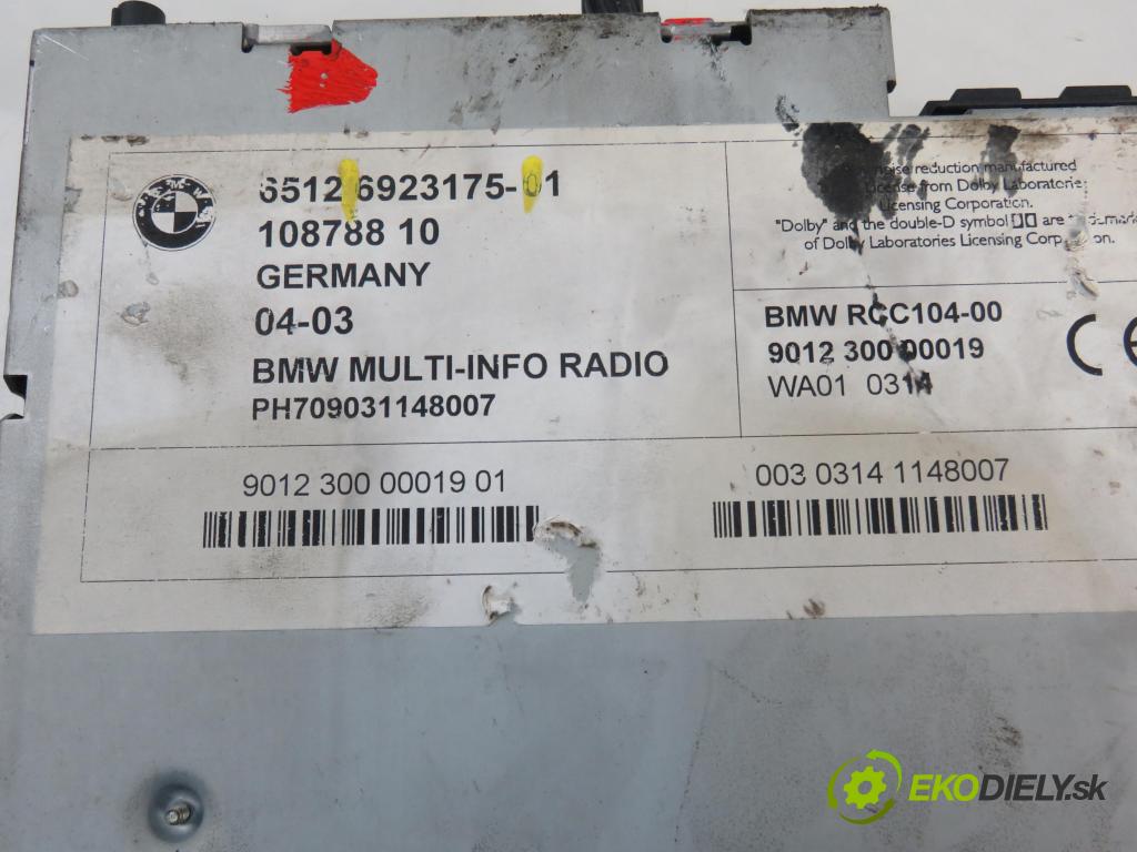 BMW 3 Touring (E46) KOMBI 2003 110,00 320 d 150 - M47 D20 (204D4) 1995,00 RADIO Modul 6923175
