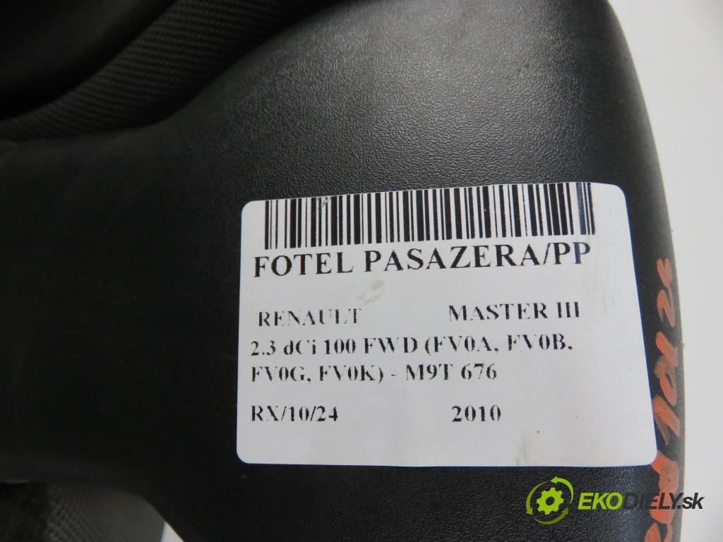 RENAULT MASTER III Skrzynia (FV) FURGON 2010 74,00 2.3 dCi 100 FWD - M9T 676 2298,00 Sedadlo CESTUJÚCI/PP 