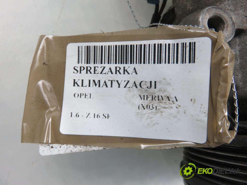 OPEL MERIVA A nadwozie wielkoprzestrzenne (MPV) (X03) MINIVAN 2003 64,00 1.6 - Z 16 SE 1598,00 KOMPRESOR: klimatizace DTM00024 (Kompresory)