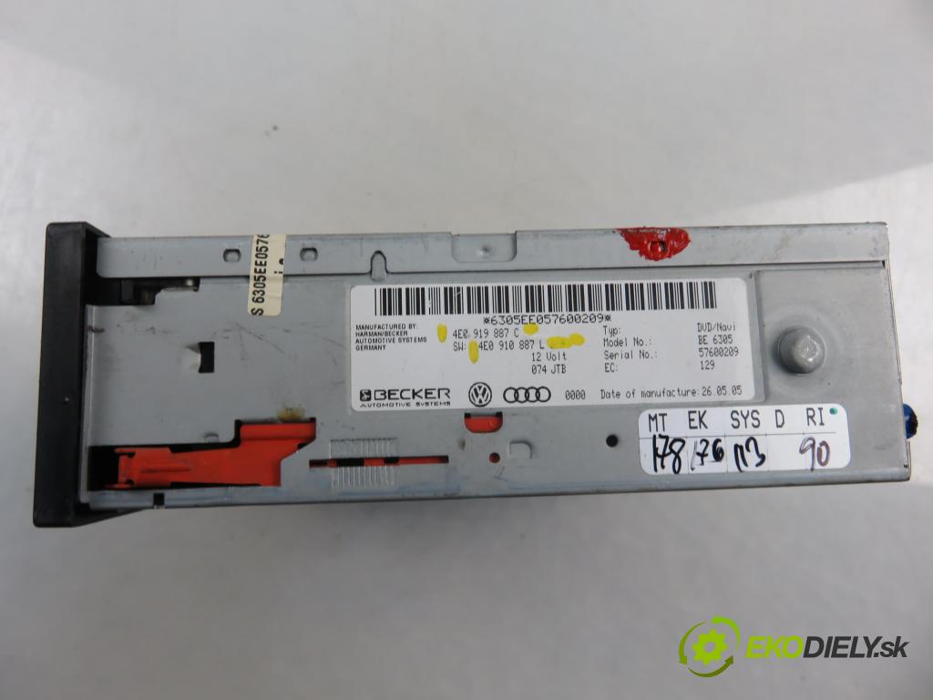 AUDI A6 Avant (4F5, C6) KOMBI 2005 132,00 2.7 TDI - BPP 2698,00 čítač navigácie 4E0910887L ; 4E0919887C (Ostatné)