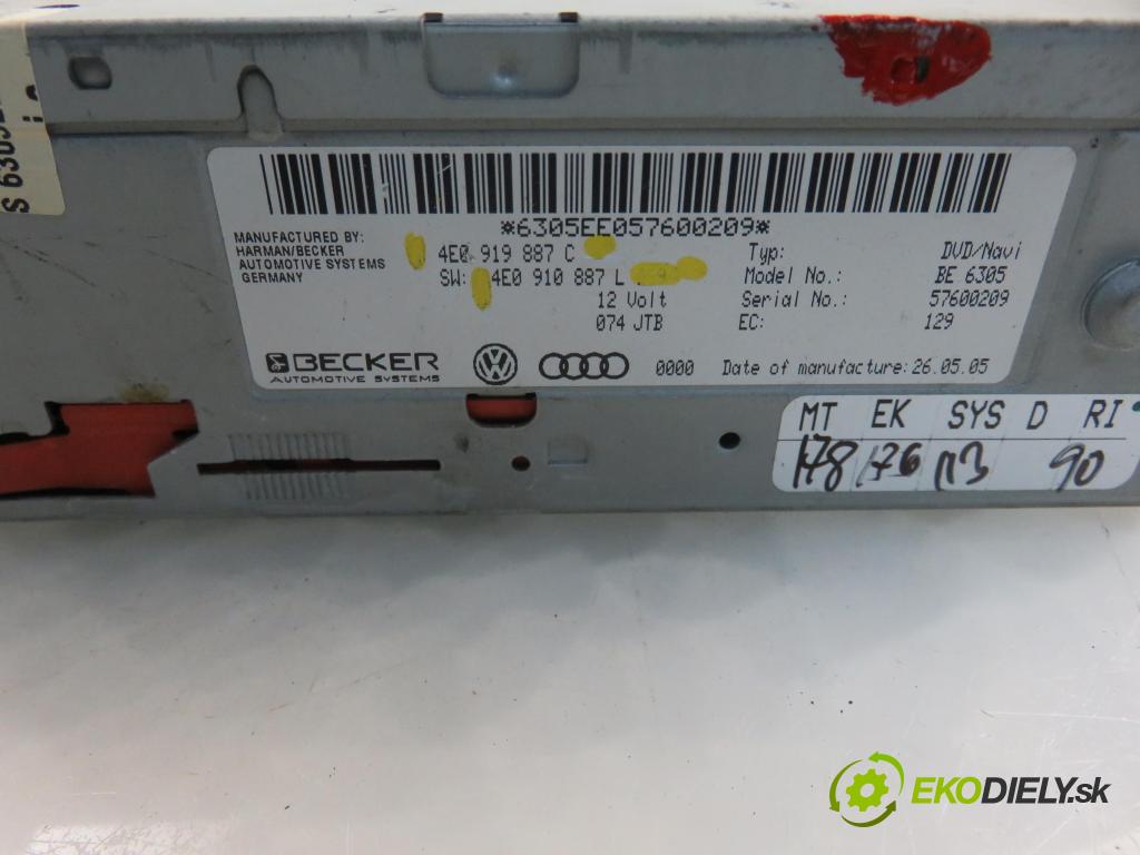 AUDI A6 Avant (4F5, C6) KOMBI 2005 132,00 2.7 TDI - BPP 2698,00 čítač navigácie 4E0910887L ; 4E0919887C (Ostatné)