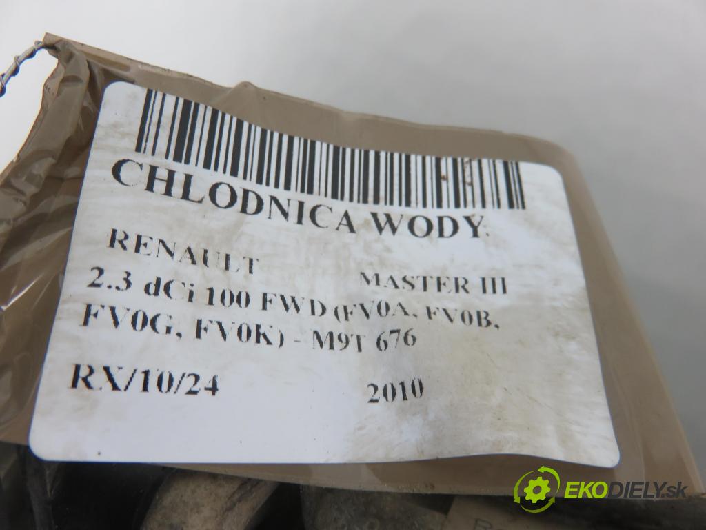 RENAULT MASTER III Skrzynia (FV) FURGON 2010 74,00 2.3 dCi 100 FWD - M9T 676 2298,00 chladič vody