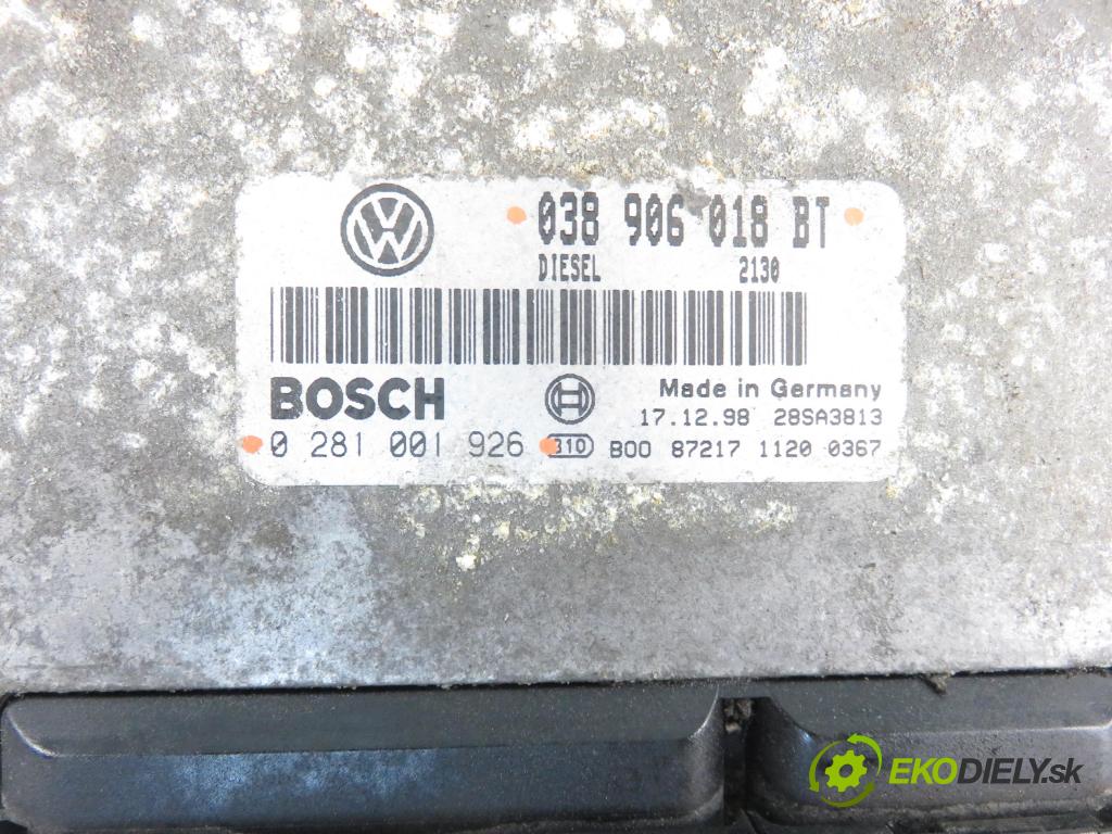 SEAT TOLEDO II (1M2) SEDAN 2001 81,00 1.9 TDI - ASV 1896,00 řídící jednotka motora 038906018BT ; 0281001926