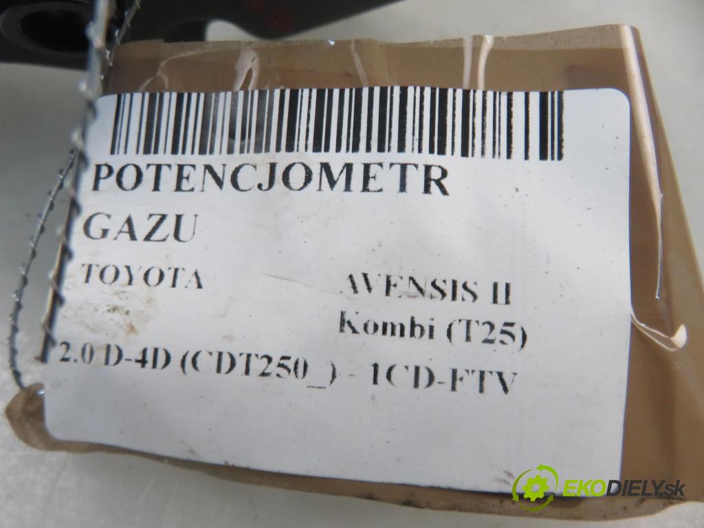 TOYOTA AVENSIS Kombi (_T25_) KOMBI 2004 85,00 2.0 D-4D 116 - 1CD-FTV 1995,00 Potenciometer plynového pedálu  (Pedále)