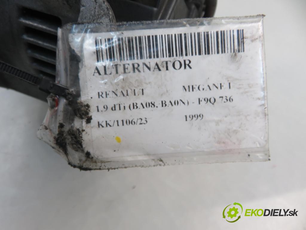 RENAULT MEGANE I (BA0/1_) KOMBI 1999 72,00 1.9 dTi 98 - F9Q 736 1870,00 Alternátor  (Alternátory)