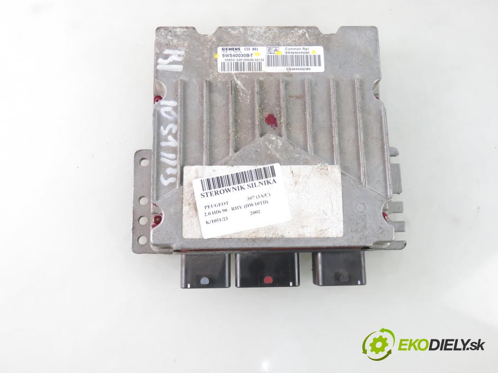 PEUGEOT 307 (3A/C) HB 2002 66,00 2.0 HDi 90 - RHY (DW10TD) 1997,00 Riadiaca jednotka Motor 5WS40030BT ; SW9646449280