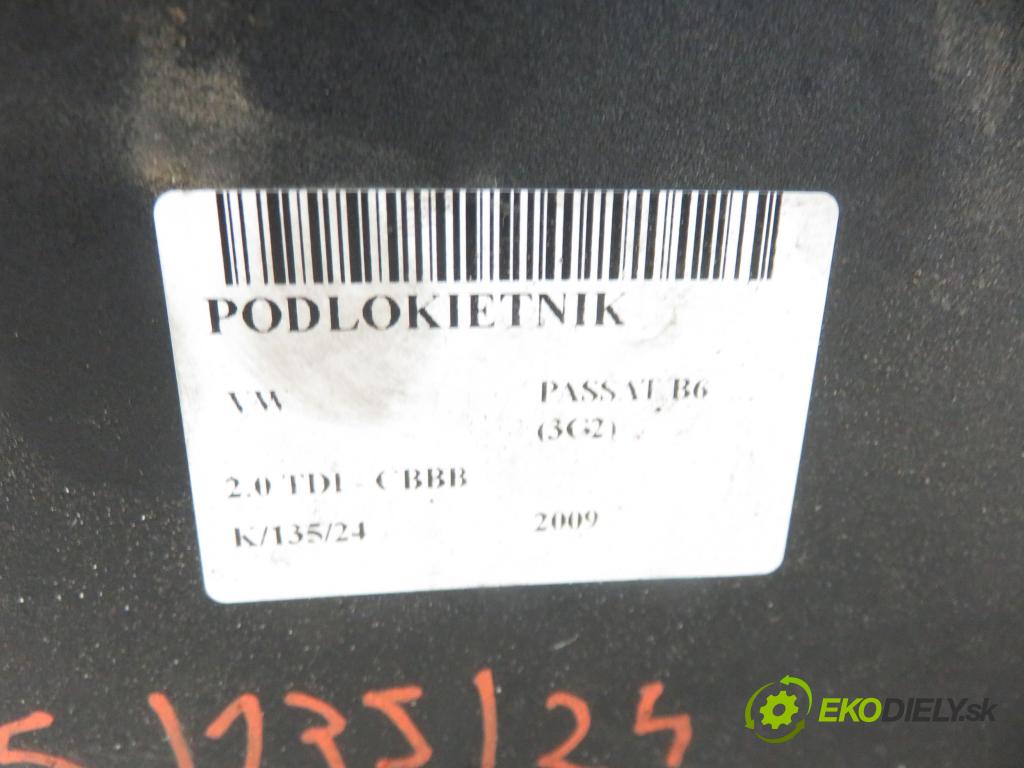 VW PASSAT B6 (3C2) SEDAN 2009 125,00 2.0 TDI - CBBB 1968,00 Lakťová opierka 3C0864207M