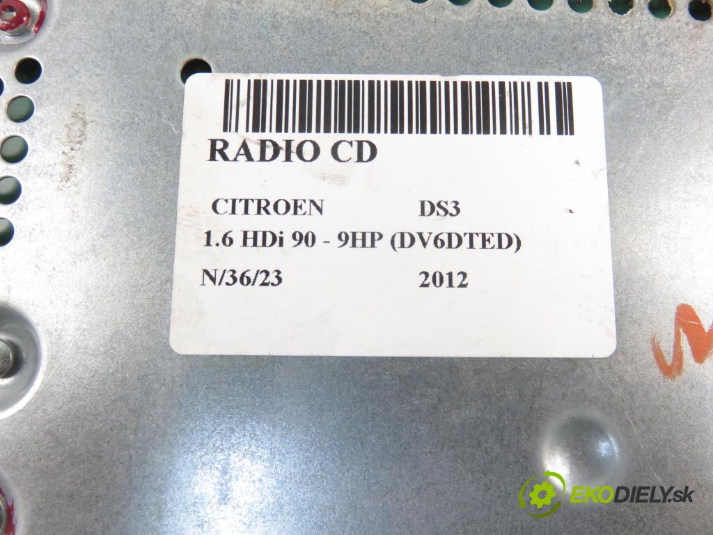 CITROEN DS3 (SA_) HB 2012 68,00 1.6 e-HDi 8V 92 - 9HP 1560,00 RADIO CD 96775574XT