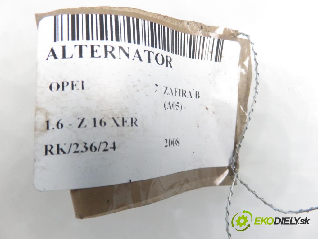 OPEL ZAFIRA B (A05) MINIVAN 2008 85,00 1.6 - Z 16 XER 1598,00 Alternátor 0124325163 ; 13229984 (Alternátory)