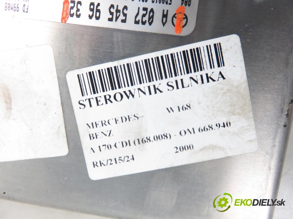 MERCEDES-BENZ KLASA A (W168) HB 2000 66,00 1.7 CDI 90 1689,00 Riadiaca jednotka Motor A0275459632 ; 0281010039
