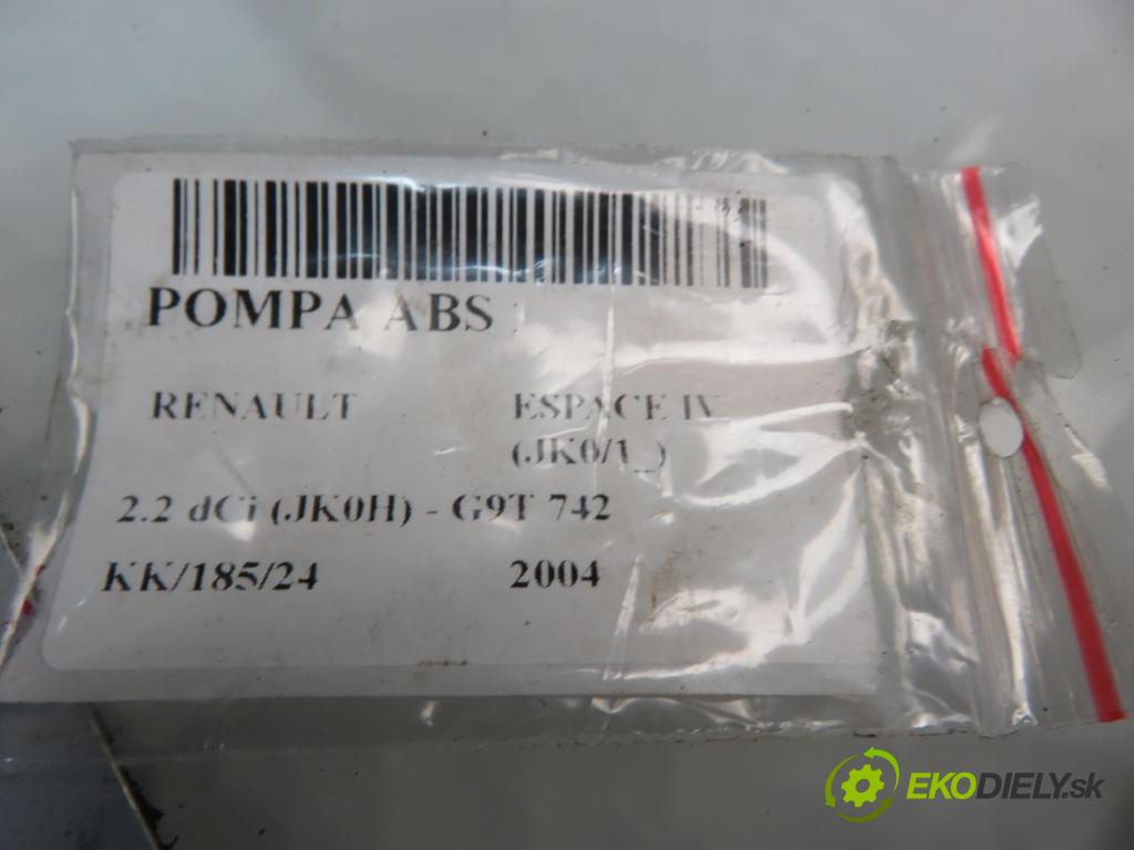 RENAULT ESPACE IV (JK0/1_) MINIVAN 2004 110,00 2.2 dCi (JK0H) 150 - G9T 742 2188,00 Pumpa ABS 8200159837E ; 10096014333 (Pumpy ABS)