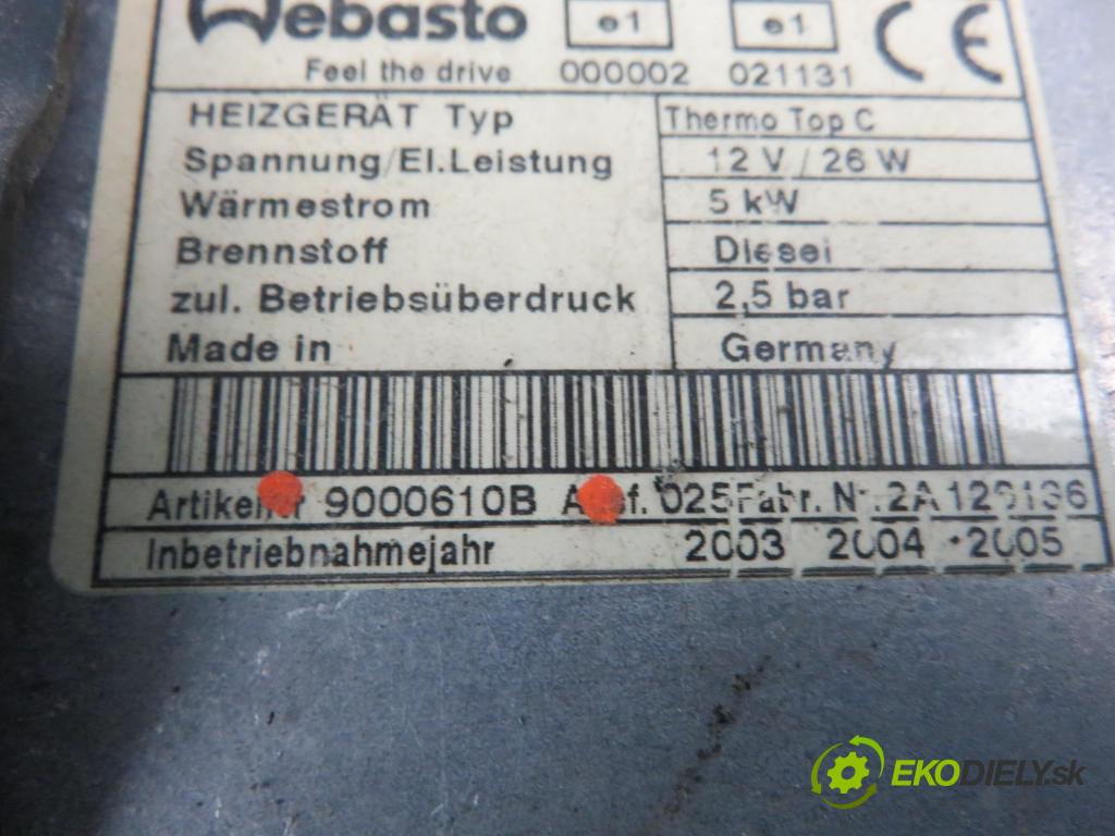 MAZDA 6 Station Wagon (GY) KOMBI 2004 100,00 2.0 DI 136 - RF5C 1998,00 Webasto 9000610B (Webasto ohřívače)