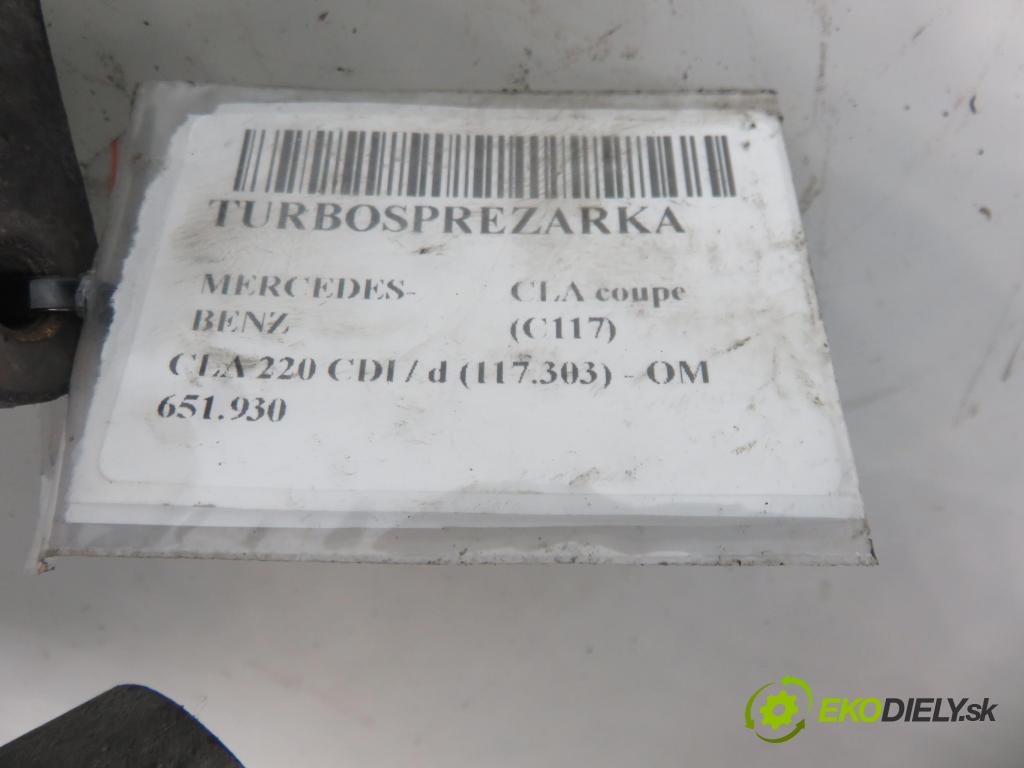 MERCEDES-BENZ CLA coupe (C117) COUPE 2013 130,00 CLA 220 CDI / d (117.303) 177 - OM 651.930 2143,00 Turbodúchadlo 6510900886 (Turbodúchadlá (kompletné))
