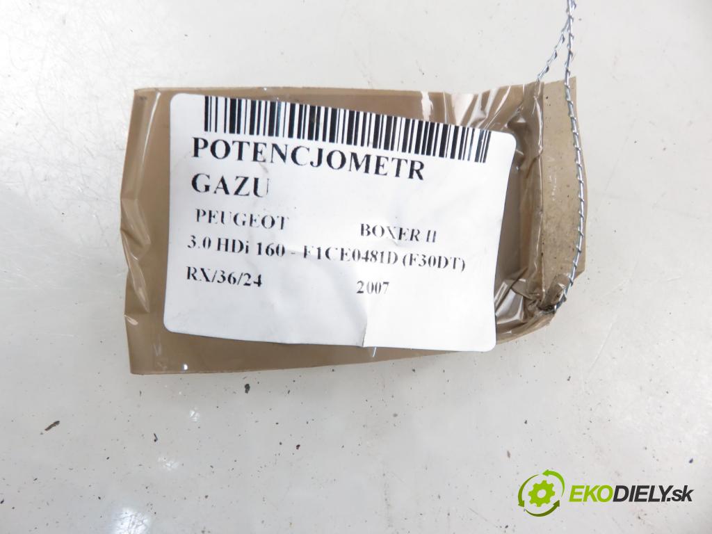 PEUGEOT BOXER Skrzynia FURGON 2007 116,00 3.0 HDi 160 - F1CE0481D (F30DT) 2999,00 Potenciometer plynového pedálu 0280755049 ; 1349820080 (Pedále)