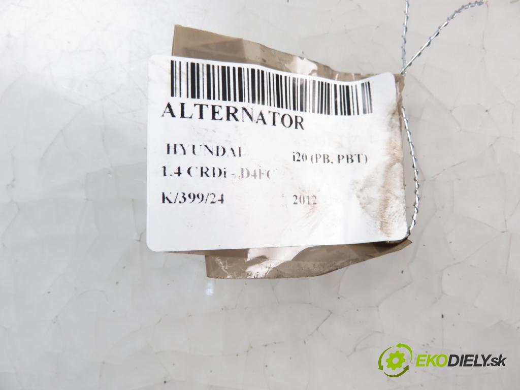 HYUNDAI i20 (PB, PBT) HB 2012 55,00 1.4 CRDi 75 - D4FC 1396,00 Alternátor 373002A400 ; 2607271 (Alternátory)