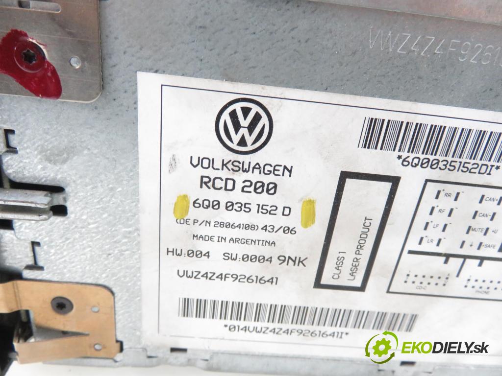 VW SHARAN (7M8, 7M9, 7M6) MINIVAN 2007 85,00 1.9 TDI - BVK 1896,00 RADIO CD 6Q0035152D