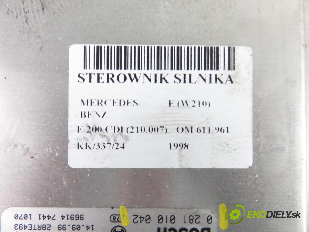 MERCEDES-BENZ KLASA E (W210) SEDAN 1998 85,00 E 200 CDI (210.007) - OM 611.961 2148,00 řídící jednotka motora 0265456432 ; 0281010042