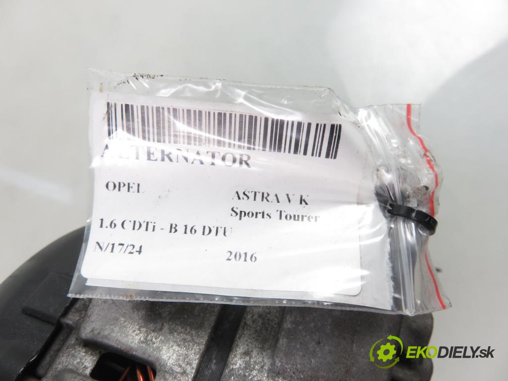 OPEL ASTRA K Sports Tourer KOMBI 2016 81,00 1.6 CDTi - B 16 DTU 1598,00 Alternátor MS1042118550 ; 13587304B (Alternátory)