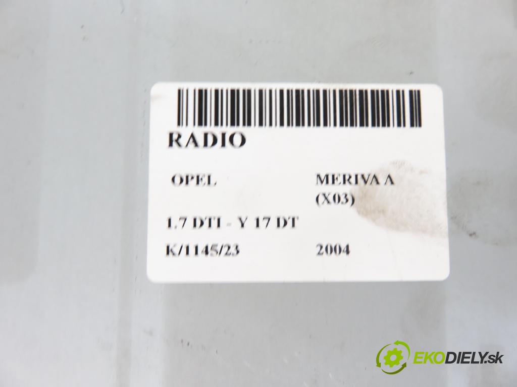 OPEL MERIVA A nadwozie wielkoprzestrzenne (MPV) (X03) MINIVAN 2004 55,00 1.7 DTI 75 - Y 17 DT 1686,00 RADIO CD 13190855