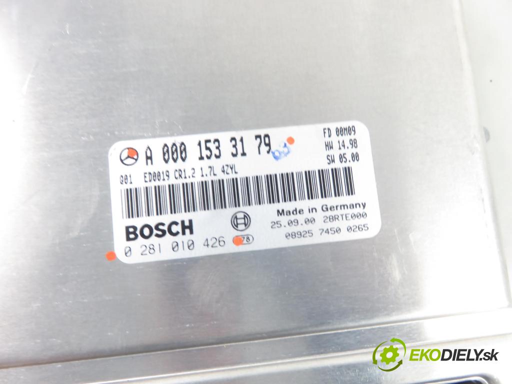 MERCEDES-BENZ KLASA A (W168) HB 2001 70,00 A 170 CDI 95 - OM 668.942 1689,00 Riadiaca jednotka Motor A0001533179 ; 0281010426