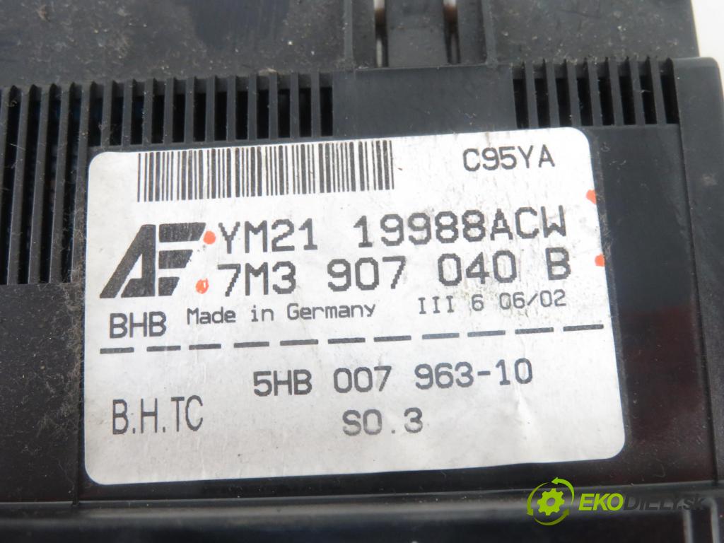 VW SHARAN (7M8, 7M9, 7M6) VAN 2002 85,00 1.9 TDI PD 115 - AUY 1896,00 Panel kúrenia KLIMATRONIK YM2119988ACW ; 7M3907040B