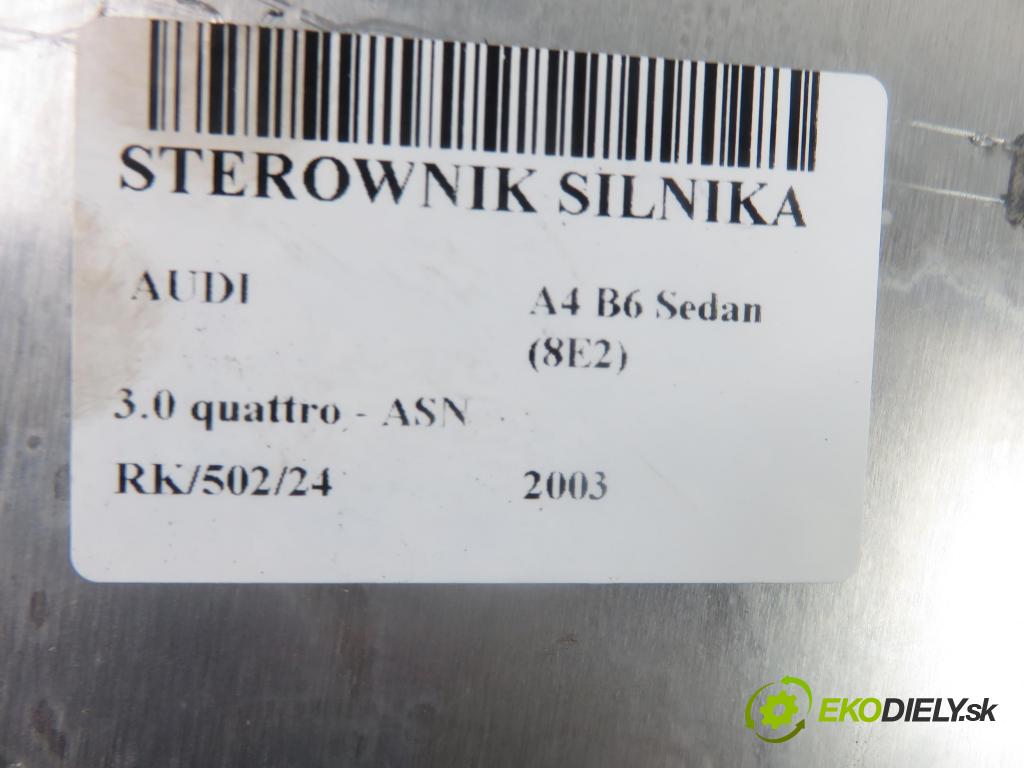 AUDI A4 (8E2, B6) SEDAN 2003 162,00 3.0 quattro - ASN 2976,00 Riadiaca jednotka Motor 8E0909059 ; 0261207579