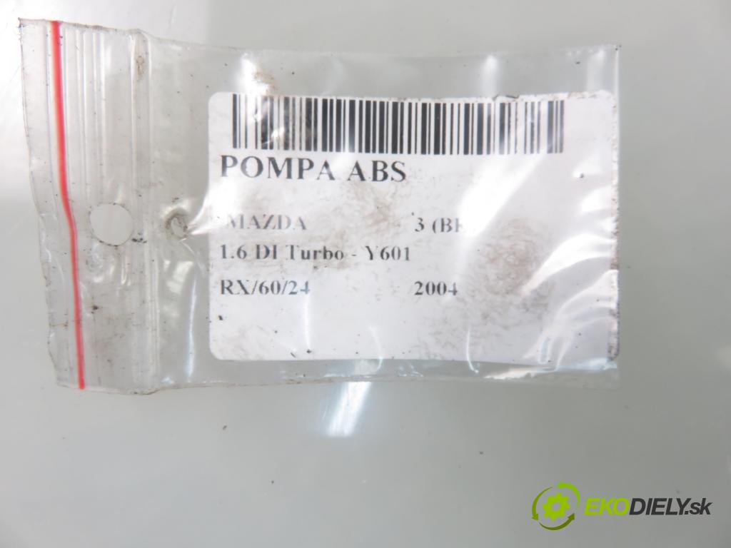 MAZDA 3 (BK) HB 2004 80,00 1.6 DI Turbo 109 - Y601 (PSA) 1560,00 Pumpa ABS 3M512M110CA ; 10020700304 ; 10097001083 (Pumpy ABS)