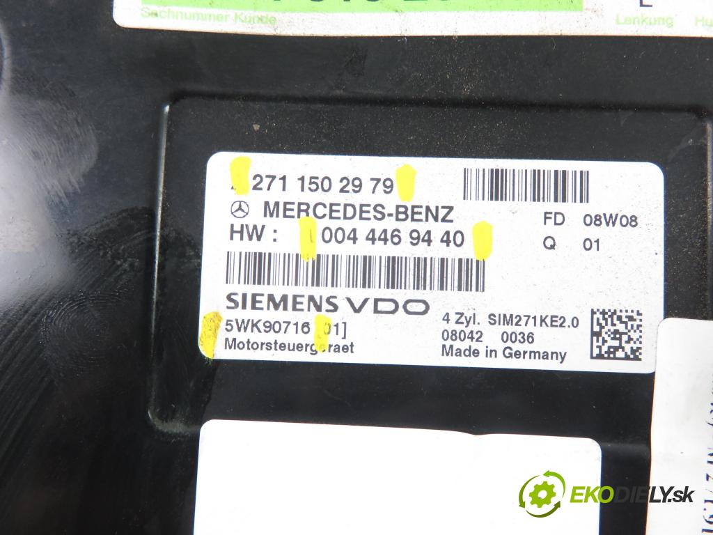MERCEDES-BENZ KLASA C (W204) SEDAN 2008 115,00 C 180 Kompressor BlueEFFICIENCY 156 - M 271.910 1597,00 Riadiaca jednotka Motor 0044469440 ; 2711502979 ; 5WK90716