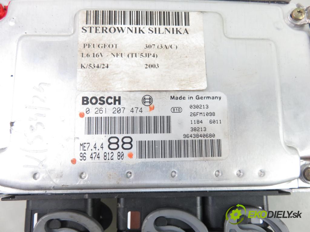 PEUGEOT 307 (3A/C) HB 2003 80,00 1.6 16V - NFU (TU5JP4) 1587,00 Riadiaca jednotka Motor 0261207474 ; 9647481280