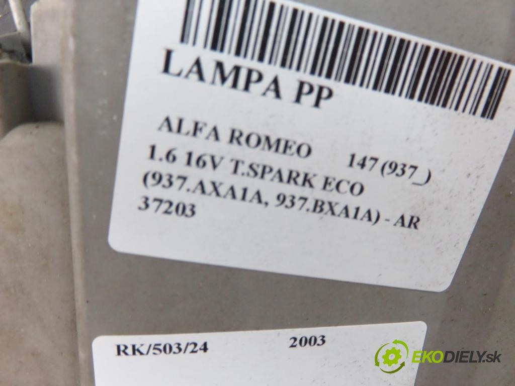 ALFA ROMEO 147 (937_) HB 2003 77,00 1.6 16V T.SPARK ECO 105 - AR 37203 1598,00 Svetlo PP 0301186202