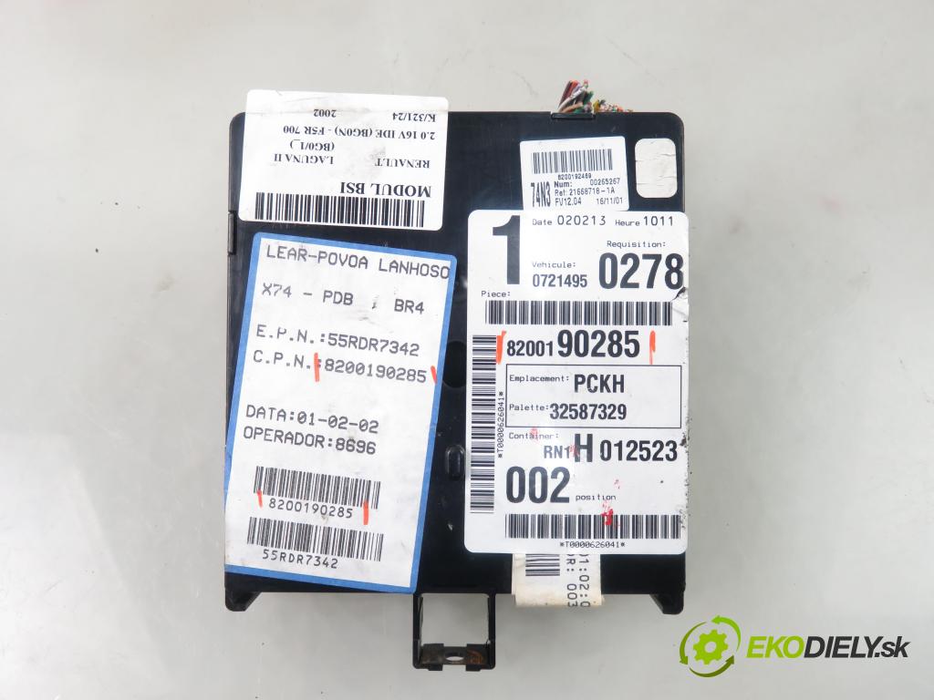 RENAULT LAGUNA II (BG0/1_) LIFTBACK 2002 103,00 2.0 16V IDE (BG0N) - F5R 700 1998,00 MODUL BSI 8200190285 ; 8200190285