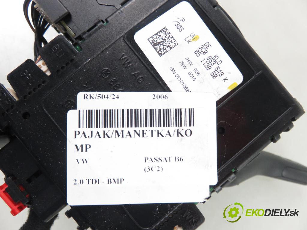 VW PASSAT B6 (3C2) SEDAN 2006 103,00 2.0 TDI - BMP 1968,00 páčka/prepínač 3C0959653B ; 3C5953513D ; 3C0953549K