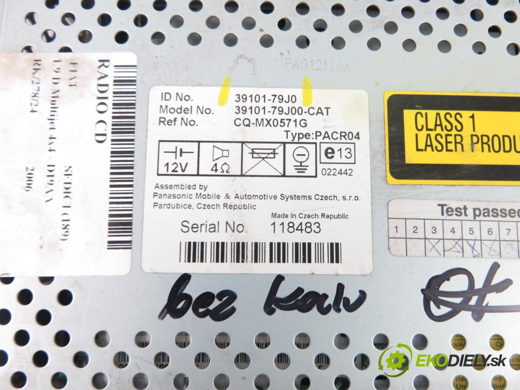 FIAT SEDICI (189_) CROSSOVER 2006 88,00 1.9 D Multijet 120 4x4 - D19AA 1910,00 RADIO CD 3910179J0