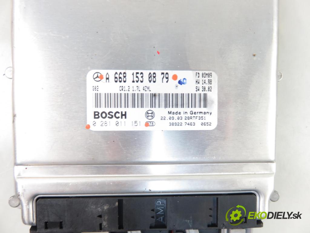 MERCEDES-BENZ KLASA A (W168) HB 2003 70,00 A 170 CDI 95 - OM 668.942 1689,00 Riadiaca jednotka Motor A6681530879 ; 0281011151