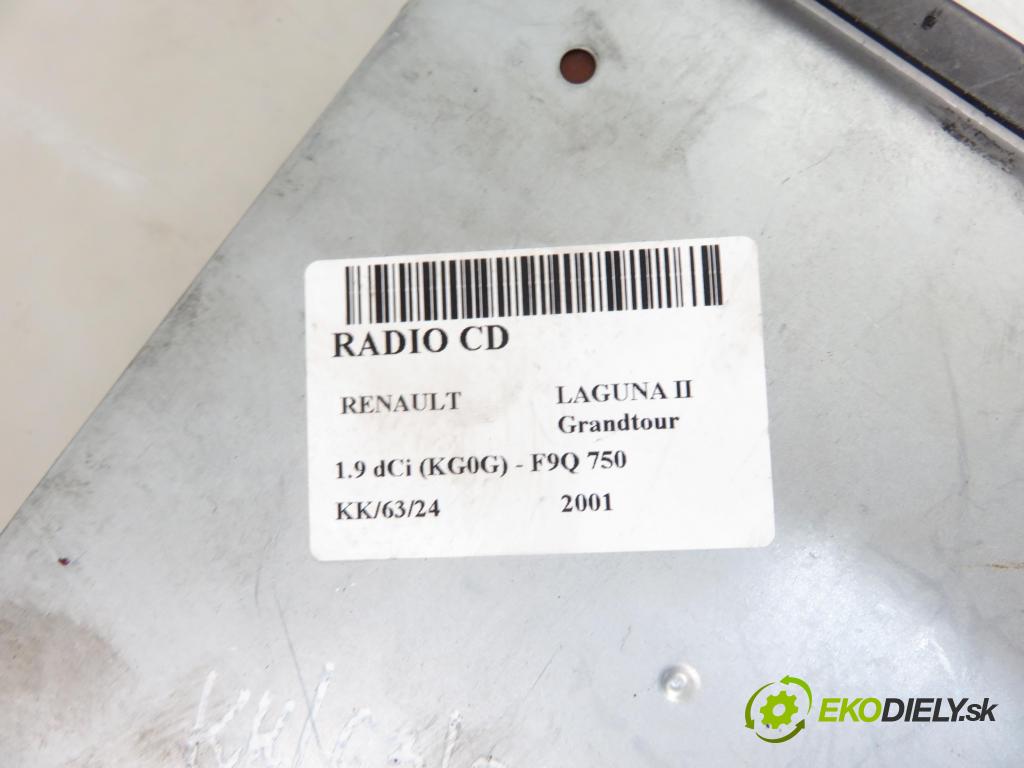 RENAULT LAGUNA II Grandtour (KG0/1_) KOMBI 2001 88,00 1.9 dCi 120 - F9Q 750 1870,00 RADIO CD 8200248100A