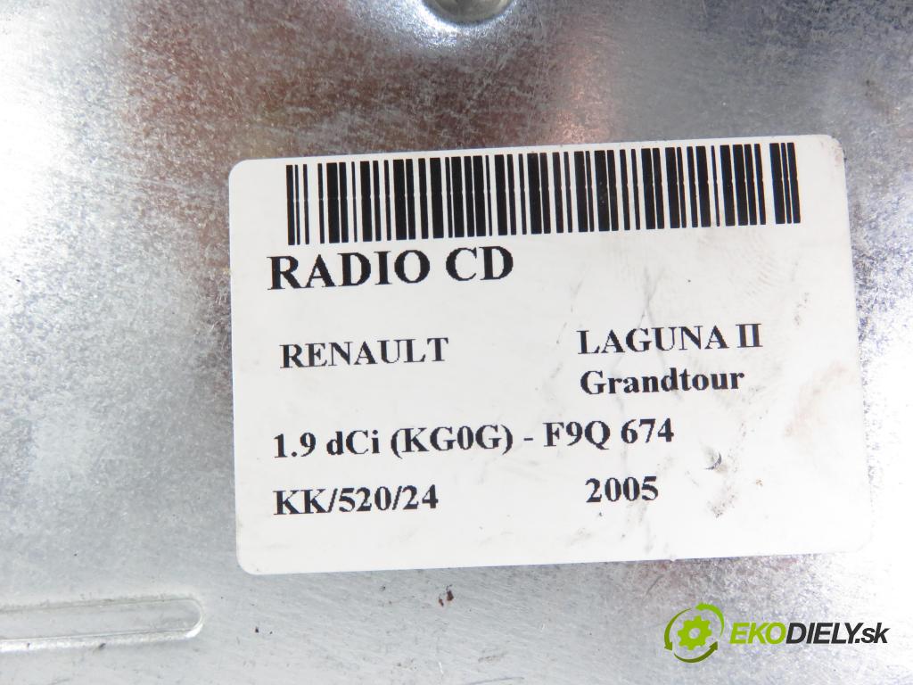 RENAULT LAGUNA II Grandtour (KG0/1_) KOMBI 2005 88,00 1.9 dCi (KG0G) - 120  F9Q 674 1870,00 RADIO CD 8200483748T