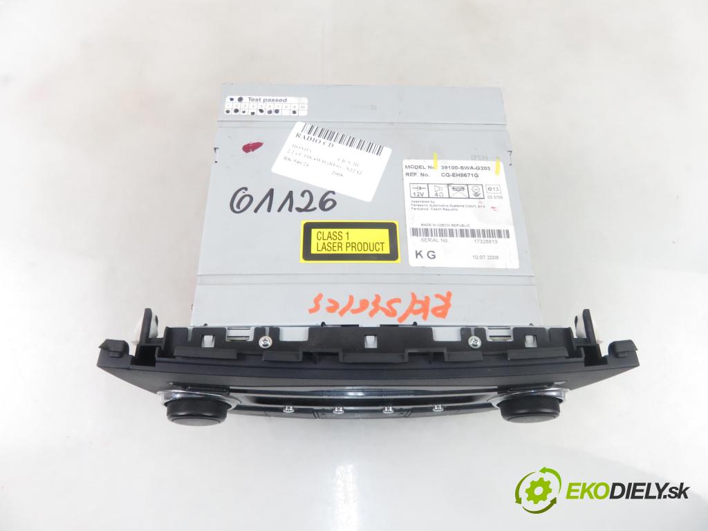 HONDA CR-V III (RE_) SUV 2008 103,00 2.2 i-CTDi 4WD (RE6) - N22A2 2204,00 RADIO CD 39100SWAG203
