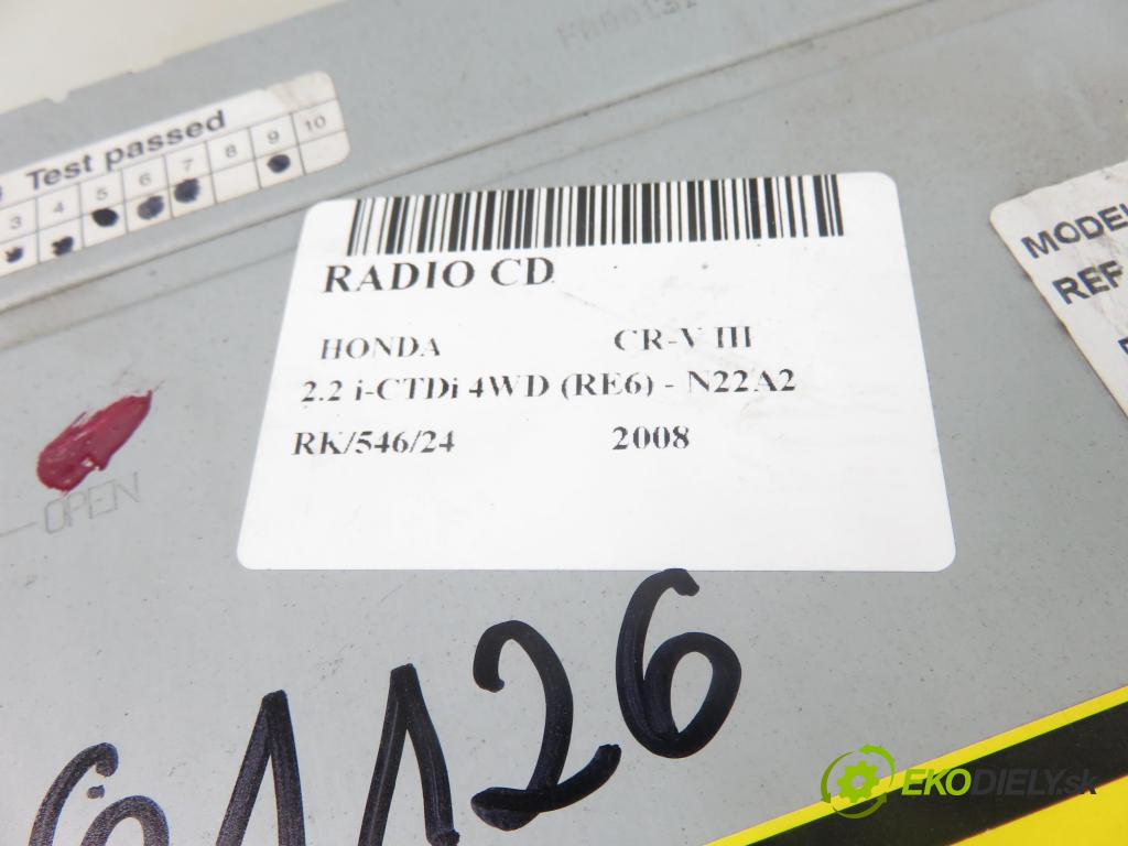 HONDA CR-V III (RE_) SUV 2008 103,00 2.2 i-CTDi 4WD (RE6) - N22A2 2204,00 RADIO CD 39100SWAG203