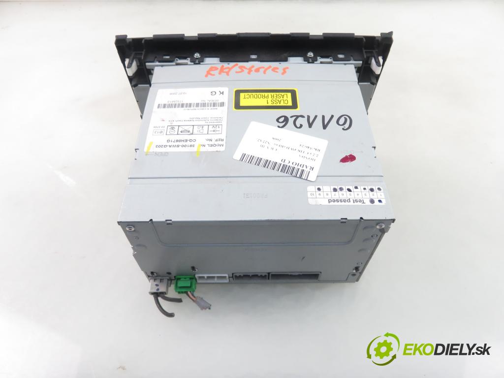 HONDA CR-V III (RE_) SUV 2008 103,00 2.2 i-CTDi 4WD (RE6) - N22A2 2204,00 RADIO CD 39100SWAG203