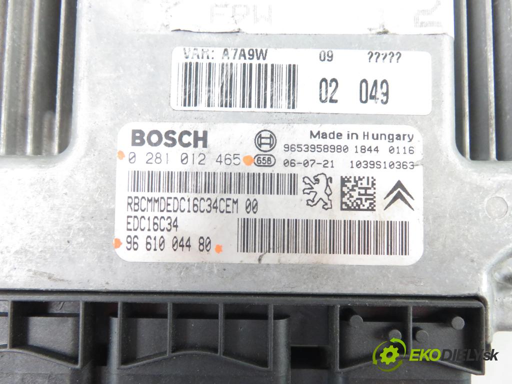 PEUGEOT 207 (WA_, WC_) HB 2006 80,00 1.6 HDi 16V 109 - 9HZ 1560,00 Riadiaca jednotka Motor 0281012465 ; 9661004480