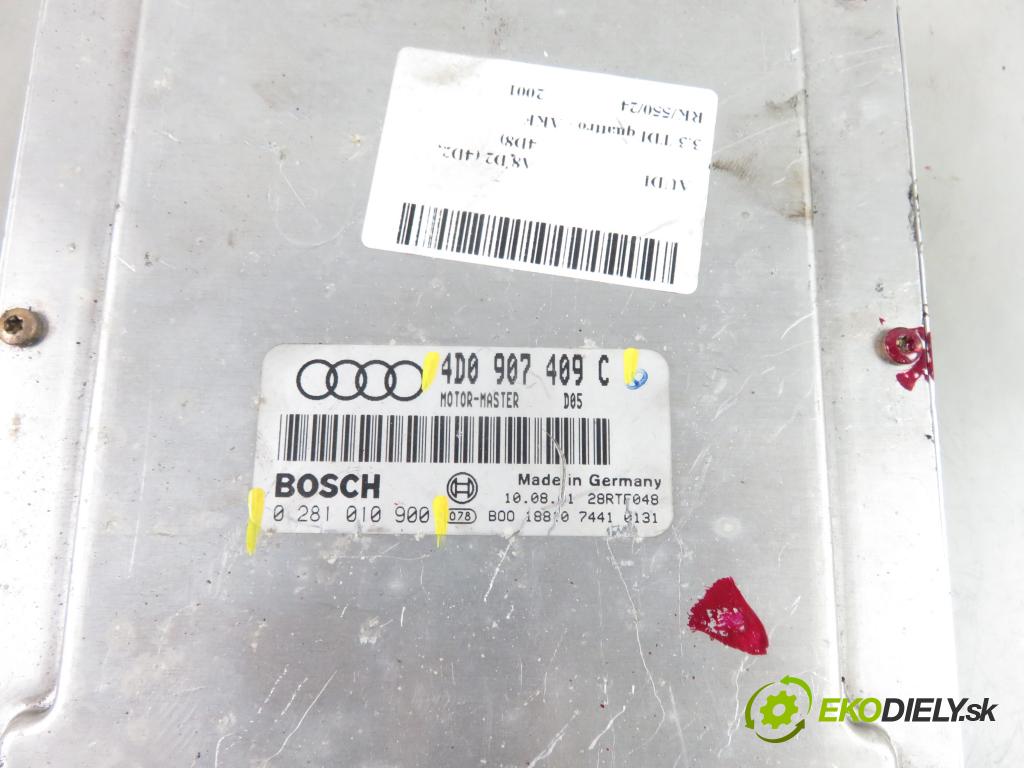 AUDI A8 D2 (4D2, 4D8) SEDAN 2001 165,00 3.3 TDI V8 224 quattro - AKF 3328,00 Riadiaca jednotka Motor 4D0907409C ; 0281010900
