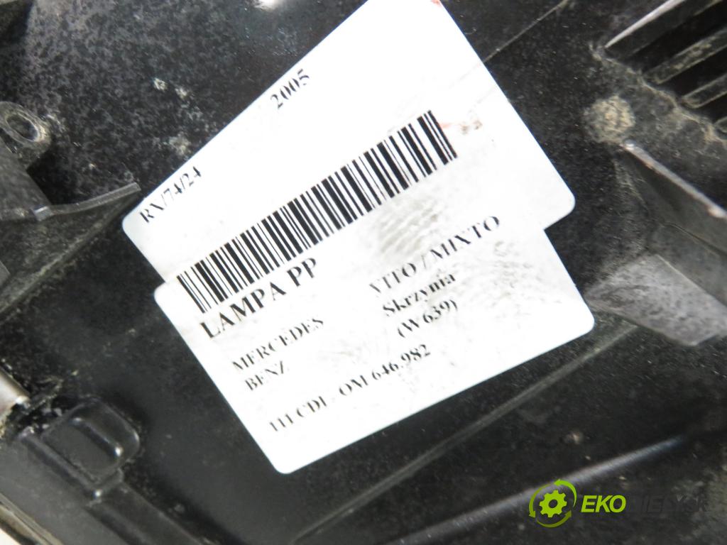 MERCEDES-BENZ VITO / MIXTO Skrzynia (W639) FURGON 2005 80,00 111 CDI 109 - OM 646.982 2148,00 Svetlo PP 24670400