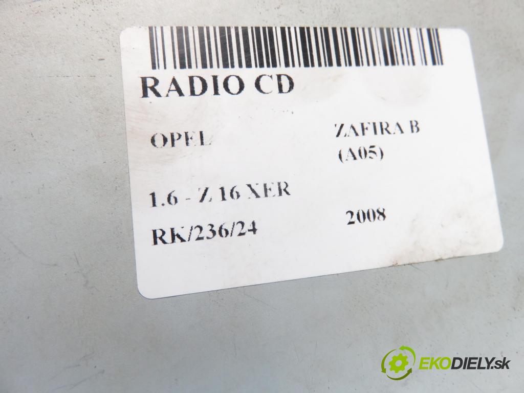 OPEL ZAFIRA B (A05) MINIVAN 2008 85,00 1.6 - Z 16 XER 1598,00 RADIO CD 13255553 ; 497316088