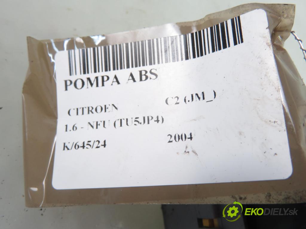 CITROEN C2 (JM_) HB 2004 0,00 1.6 - NFU (TU5JP4) 1587,00 Pumpa ABS 10096011313 ; 9649029080 (Pumpy ABS)