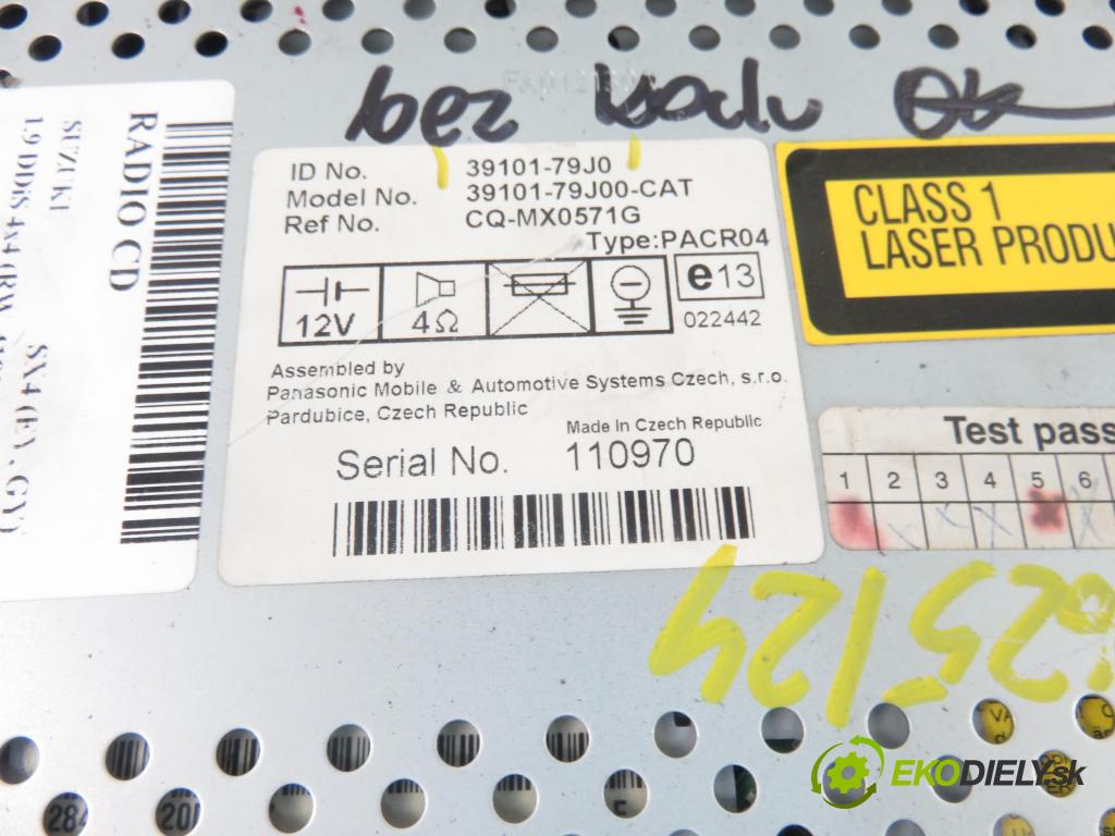 SUZUKI SX4 (EY, GY) HB 2005 88,00 1.9 DDiS 4x4 (RW 419D) - D19AA 1910,00 RADIO CD 3910779J0