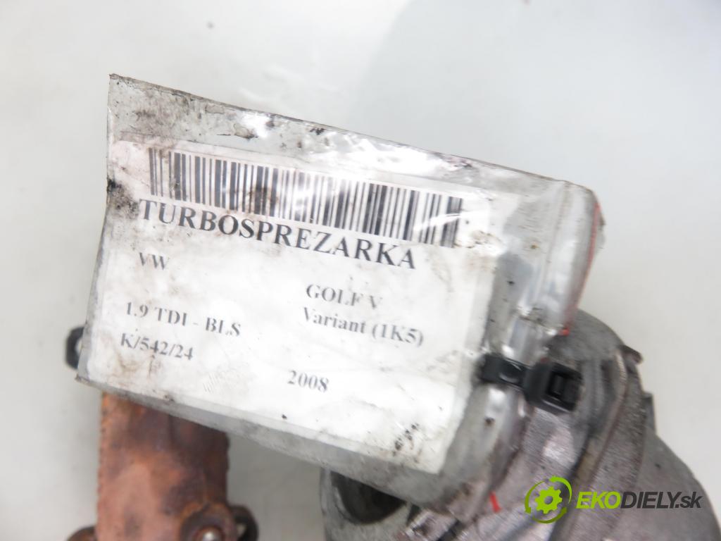 VW GOLF V Variant (1K5) KOMBI 2008 77,00 1.9 TDI - BLS 1896,00 Turbodúchadlo 03G253014M (Turbodúchadlá (kompletné))