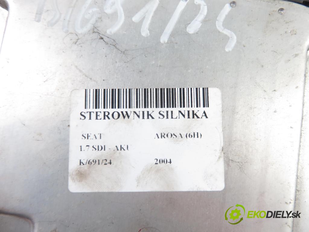 SEAT AROSA (6H) HB 2004 44,00 1.7 SDI - AKU 1716,00 Riadiaca jednotka Motor 038906012CM ; 0281010379