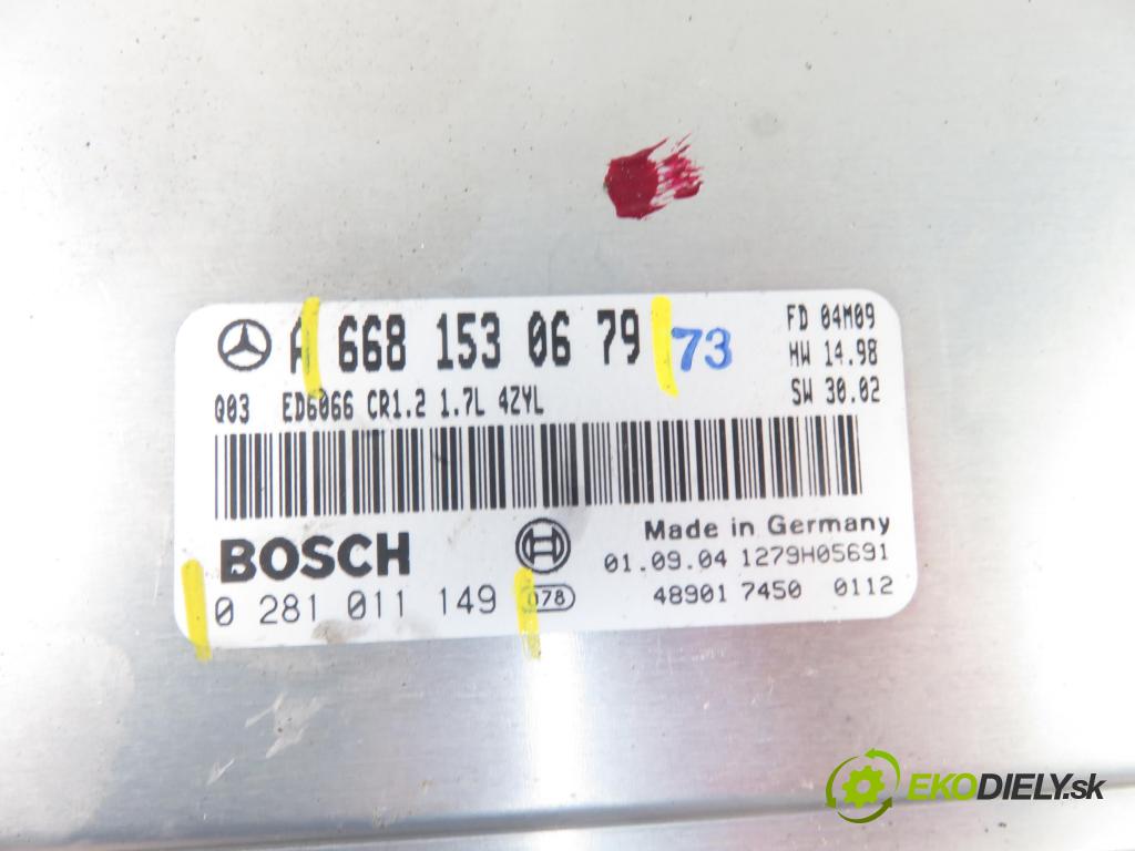 MERCEDES-BENZ VANEO (414) MINIVAN 2005 67,00 1.7 CDI (414.700) - OM 668.914 1689,00 Riadiaca jednotka Motor 6681530679 ; 0281011149