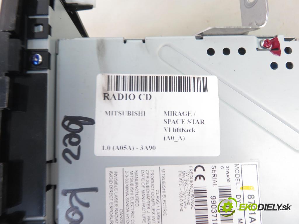 MITSUBISHI MIRAGE / SPACE STAR VI liftback (A0_A) HB 2020 52,00 1.0 12V R3 MIVEC 71 - 3A90 999,00 RADIO CD 8701A621